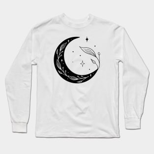 Art Deco Floral Crescent Moon Long Sleeve T-Shirt